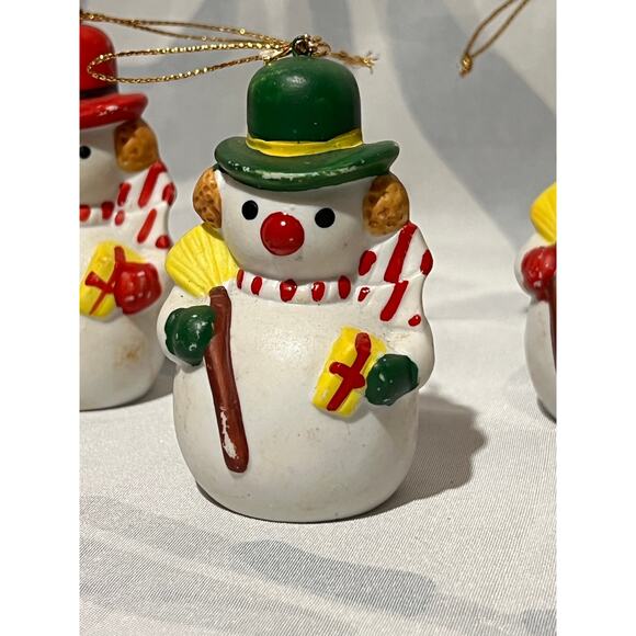 Snowman Ornament Bisque Ceramic Hand-Painted Lot of 5 Christmas Hand-Made Frosty - Picture 2 of 11